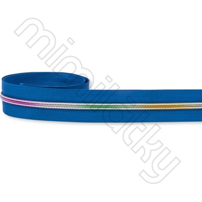 Zip spirálový 5mm metráž modrá/duhová
