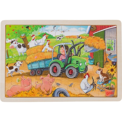 GOKI Dřevěné Malý traktor 24 dílků