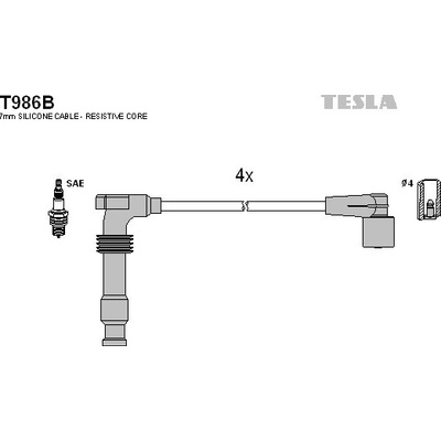 Sada zapaľovacích káblov TESLA T986B
