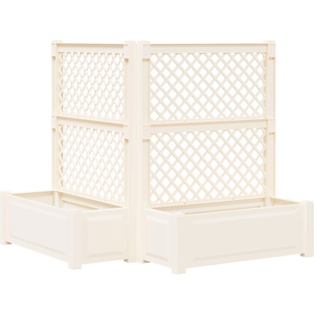 vidaXL Голяма саксия с решетка 2 pcs Бяло 143 x 143 x 133, 5 см ПП (42041725)