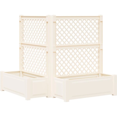 vidaXL Голяма саксия с решетка 2 pcs Бяло 143 x 143 x 133, 5 см ПП (42041725)