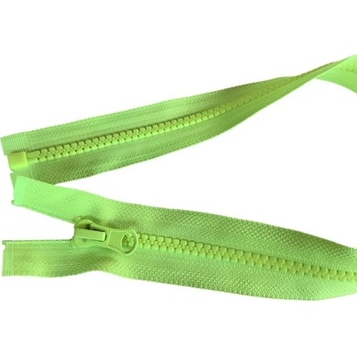 Zip kostěný bundový 5mm dělitelný délka 60 cm - NEONOVĚ ŽLUTÁ/ZELENÁ