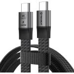 Techsuit Здрав USB4 кабел с въжена оплетка и дисплей, за устройства с USB-C порт - Techsuit CX1 ElysiumSync Pro USB4 USB-C to USB-C Cable 240W (120 см) (черен) (KF2364908)