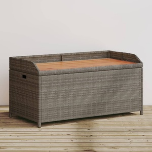 vidaXL Пейка за съхранение сива 100x50x52 см полиратан и акация (365950)