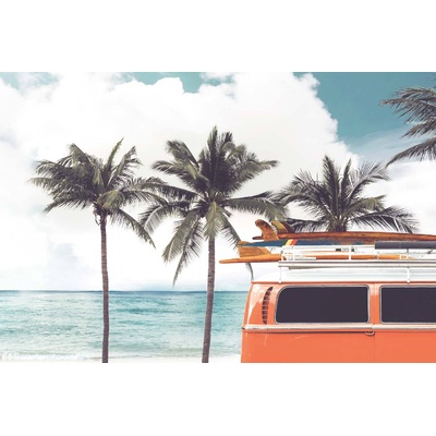 DIMEX ART Флизелинов фототапет ретро кола на плажа 375 x 250 см