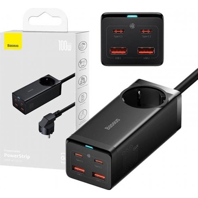 Baseus GaN3 Pro wall charger / powerstrip 2xUSB + 2xUSB-C + AC, 100W