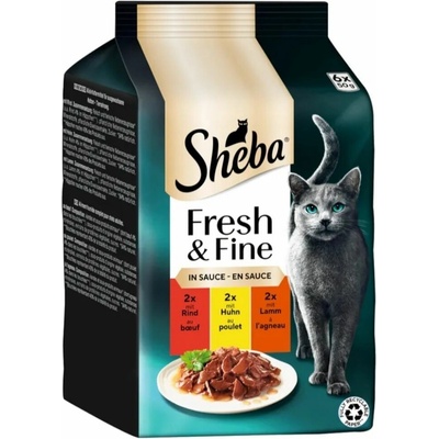 Sheba Fresh & Fine mix hovädzie kura jahňacie 6 x 50 g