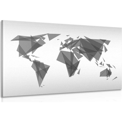 Obraz geometrická mapa světa v černobílém provedení - 40x30