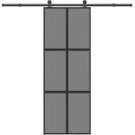 vidaXL Плъзгаща се врата с обков 76x205 см Закалено стъкло&Алуминий (3332986)