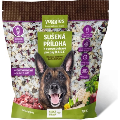 Yoggies Sušená príloha s ryžovými vločkami k surovej potrave B.A.R.F. 0,75 kg