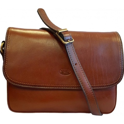 Katana crossbody kožená kabelka s klopou 82514-03 hnědá