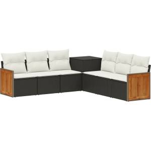 vidaXL Комплект дивани 7 бр. Черно и кремаво бяло 118 x 62 x 69 см (3448883)