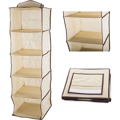 Verk 01336 Závěsný organizér s 5 přihrádkami 30x15x70cm béžová