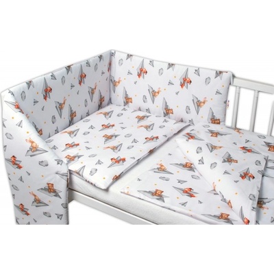 Baby Nellys 3dílná sada mantinel s povlečením Medvídek a kamarádi bílá 135 x 100 cm – Zboží Dáma