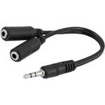 Royal Кабел Royal CABLE-415 Black, от 3.5mm жак(м) към 2x 3.5mm жак(ж), 0.2m, черен, позлатени конектори