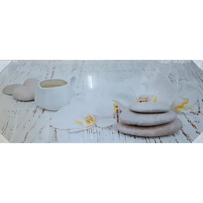 Bondecor Obraz "Kameny - orchidej -white" - tisk na plátno,120x50cm