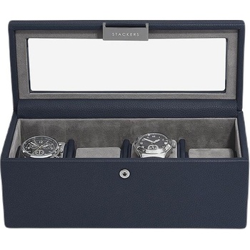 Stackers Кутия за ръчни часовници Stackers Pebble четирикамерна морскосиня (76064)