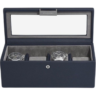 Stackers Кутия за ръчни часовници Stackers Pebble четирикамерна морскосиня (76064)
