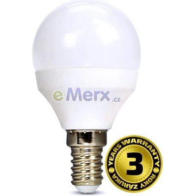 Solight LED žárovka, miniglobe, 6W, E14, 4000K, 510lm, bílé provedení