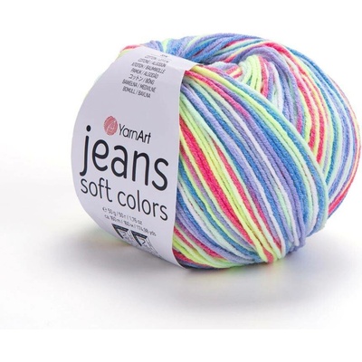 Yarn Art Jeans Soft Colors 6207 žlutá, modrá, fialová, červená