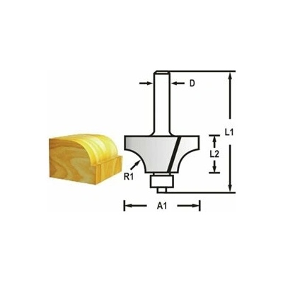 Makita zaoblovací fréza s ložiskem D19x9,5x51,6 mm, S=8 R3,2 D-48496