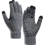  Плетени зимни ръкавици за тъч екрани - Iwarm Winter Braided Touch Gloves with Non-slip Details (23 см) (сив-черен) (ST0018)