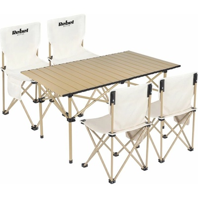 Rebel ACTIVE RBA-5600 Turistická súprava, stolík + 4 stoličky Béžová