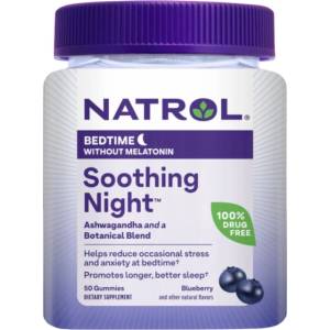 Natrol Soothing Night Gummies + Ashwagandha KSM-66 [50 желирани бонбони]