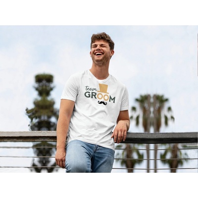 Personal pánske tričko Team Groom biele