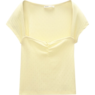 Pull&Bear Тениска жълто, размер L