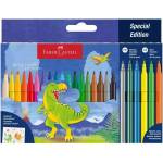 Faber-Castell Faber-Castell: Комплект флумастери с динозаври - 24 броя (554222)