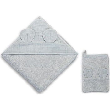 Funnababy Mušelínový set Osuška s kapucňou + žinka Dove Grey