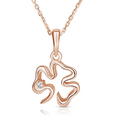 Danfil Zlatý přívěsek 016 čtyřlístek v růžovém zlatě