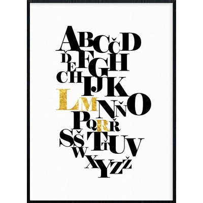 Jen tak z lásky Plakát Abeceda s iniciály Rozměr plakátu: 30 x 40 cm, Barva písma iniciálů: Zlatá