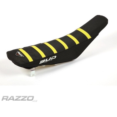 Potah sedla BudRacing Seat Cover FullTraction Suzuki RMZ250 10-18 Black Yellow Stripe