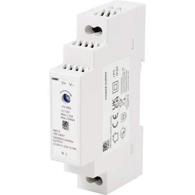 TRU COMPONENTS TC-10580800 síťový zdroj na DIN lištu 12 V/DC 1.25 A 15 W Počet výstupů:1 x Obsah 1 ks