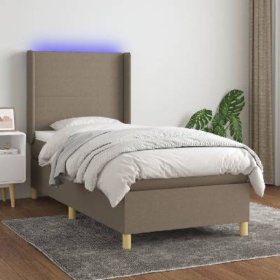 vidaXL Box spring postel s matrací a LED 3138687 textil taupe