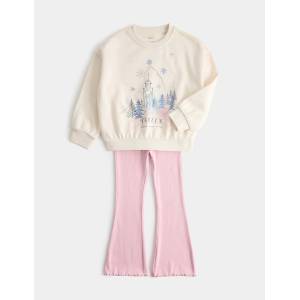 Marks & Spencer Двучастен топъл комплект Disney Frozen с висок дял памук (2-8 години) Marks & Spencer розово Marks & Spencer | Rozov | Момичешки | 3-4 години