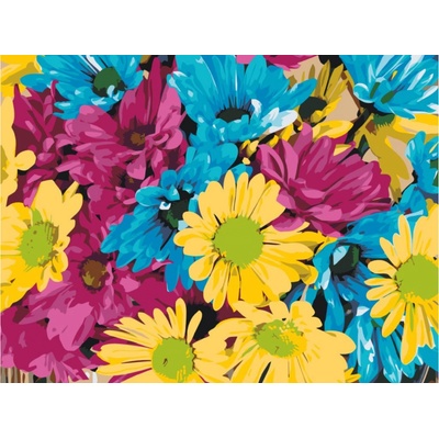 MALUJEŠ Malování podle čísel BAREVNÉ KVĚTINY Rozměr 40 x 50 cm Rámování vypnuté plátno na rám