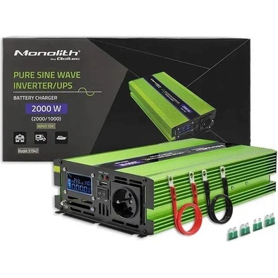 Qoltec 51942 12V/230V, 1000W/2000W čistý sinus s funkcí UPS, LCD display