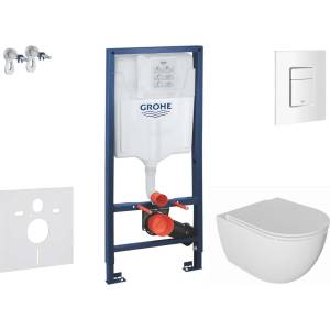 GROHE Rapid SL - Комплект за стенен монтаж, тоалетна Oudee и седалка softclose, бутон Skate Cosmopolitan, алпийско бяло SANI11BA3101 (SANI11BA3101)