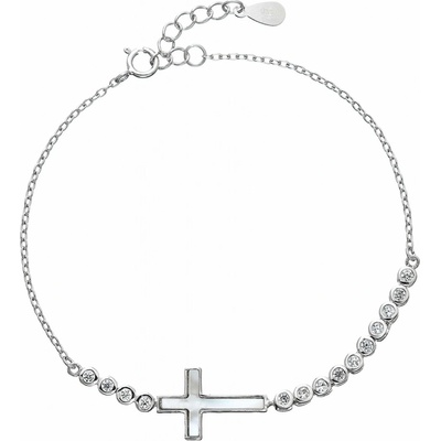 Pavona Něžný stříbrný náramek se zirkony Křížek 13016.1