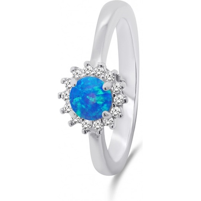 Brilio Silver strieborný prsteň s opálom a zirkónmi RI056WB