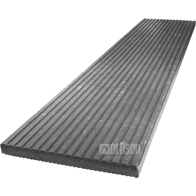 Plastová terasová prkna Transform 330x30x1500, rýhovaná, šedá - recyklát