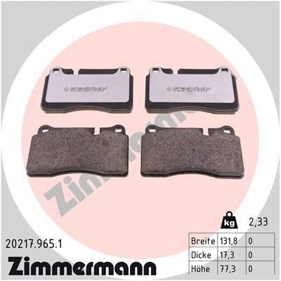 Sada brzdových platničiek kotúčovej brzdy ZIMMERMANN 20217.965.1