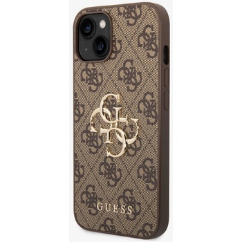 GUESS PU 4G метално лого заден капак за iPhone 14 кафяв Guess | Lilav | ЖЕНИ | UNI