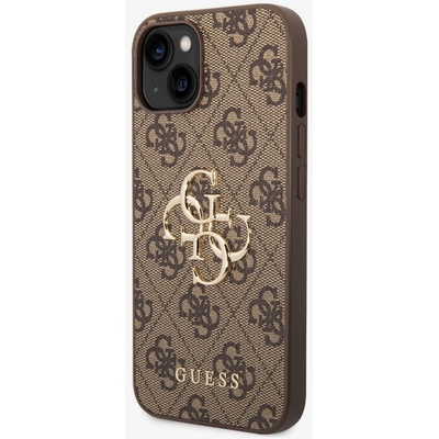 GUESS PU 4G метално лого заден капак за iPhone 14 кафяв Guess | Lilav | ЖЕНИ | UNI