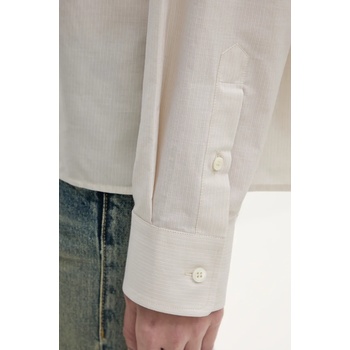 MM6 Maison Margiela Памучна риза MM6 Maison Margiela дамска в бежово със свободна кройка с класическа яка S52DT0043 (S52DT0043)