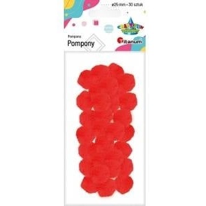 TITANUM Polyester pompons 25mm red 30pcs