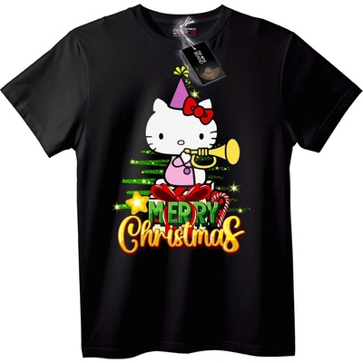 NOONEBRAND Тениска Hello Kitty Весела Коледа - 7XL, Black